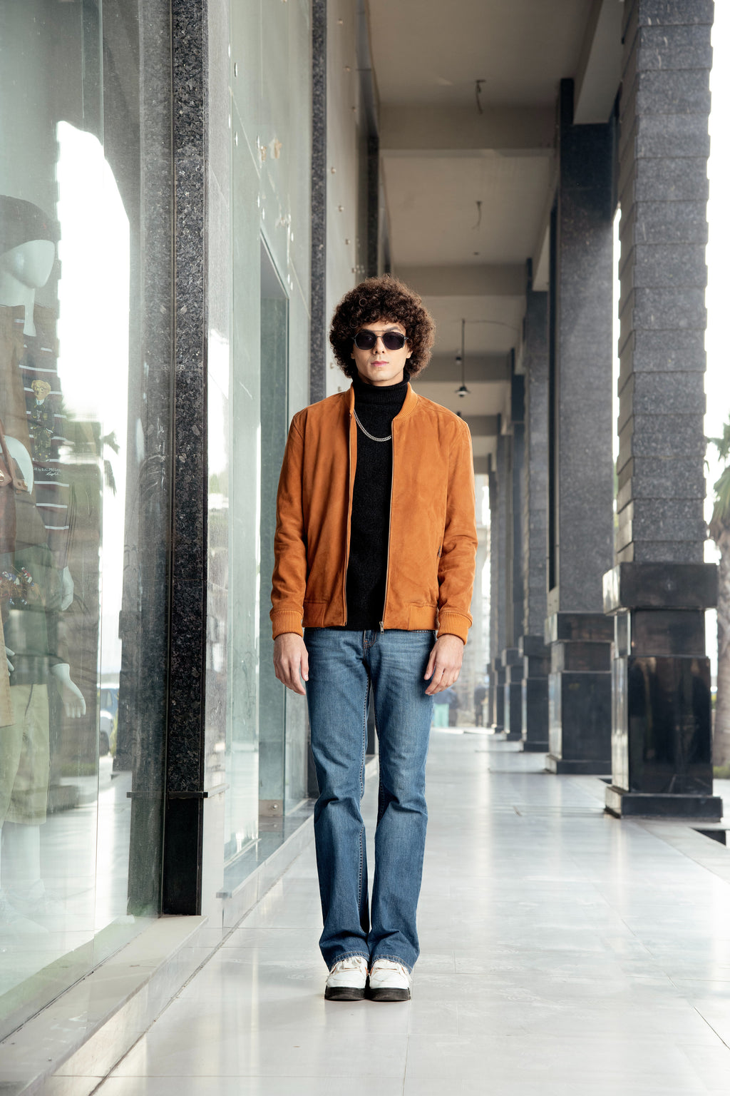 Suede Tan Bomber Leather Jacket