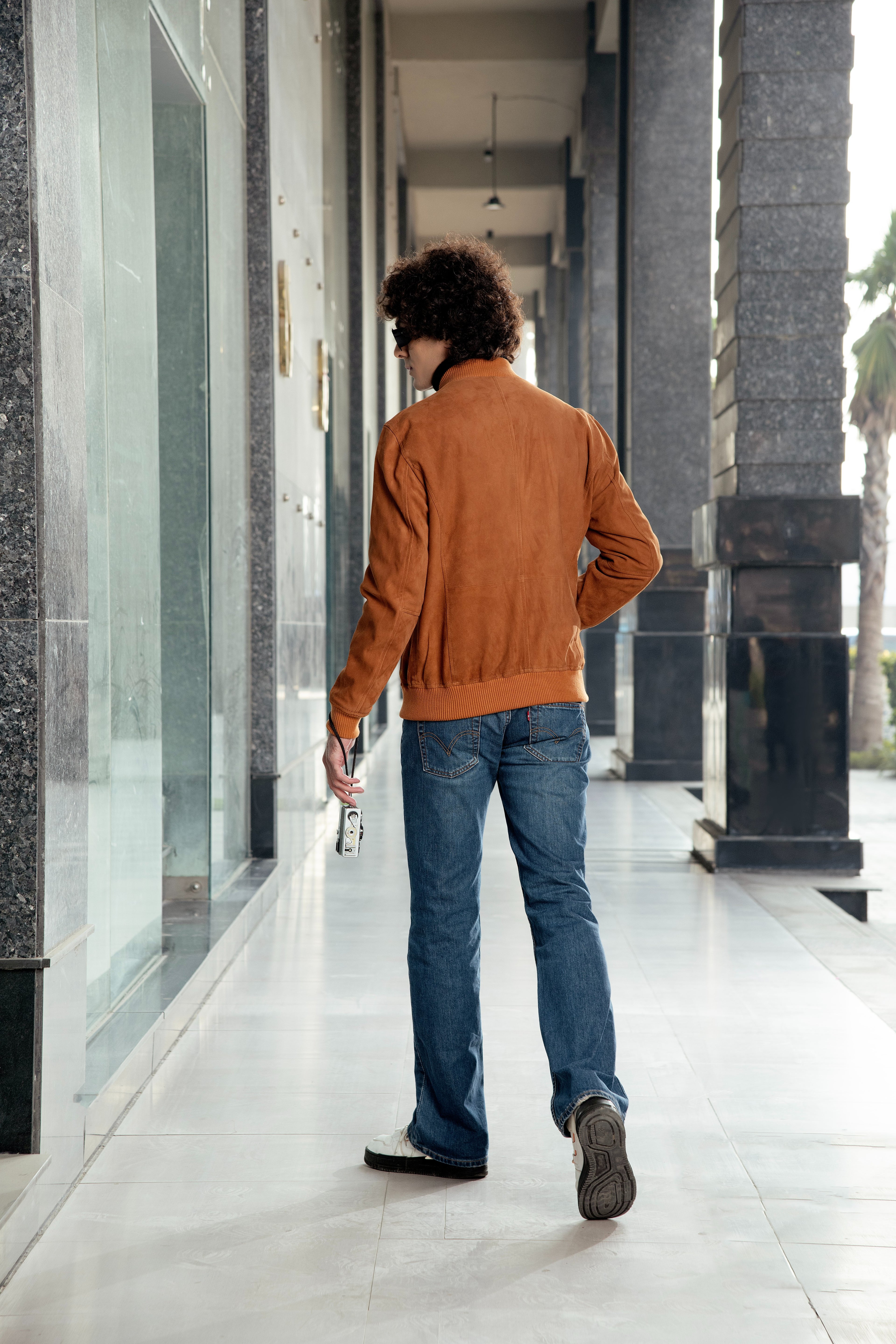 Suede Tan Bomber Leather Jacket