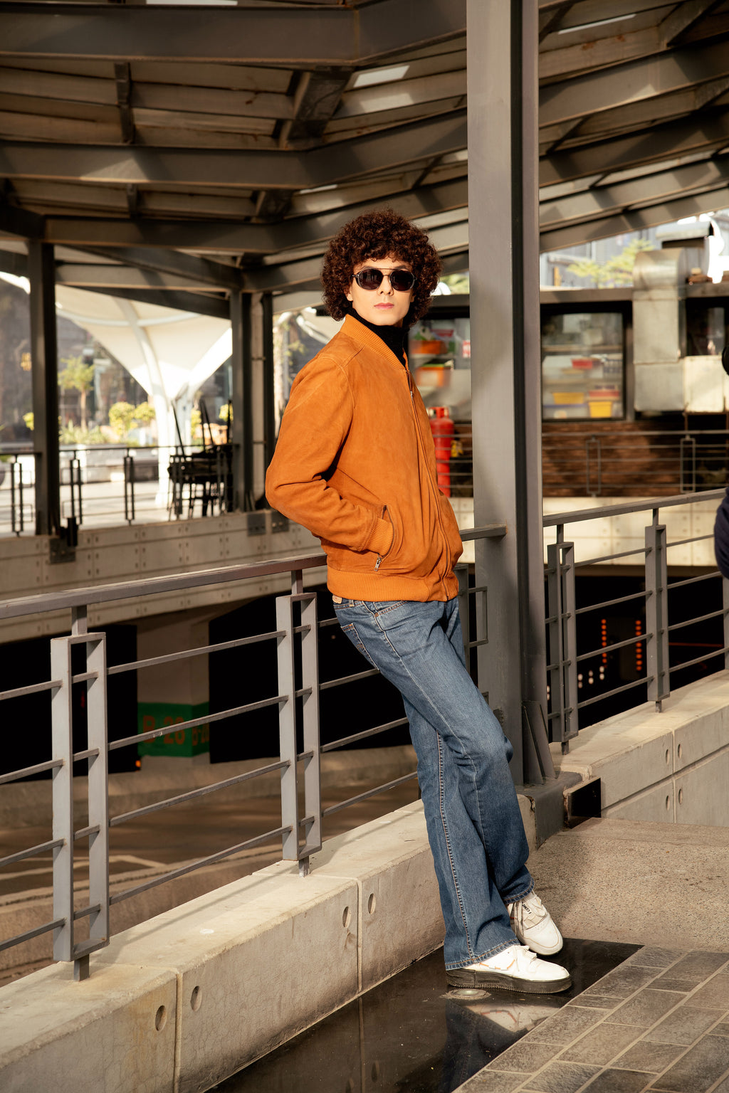 Suede Tan Bomber Leather Jacket