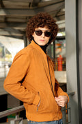 Suede Tan Bomber Leather Jacket