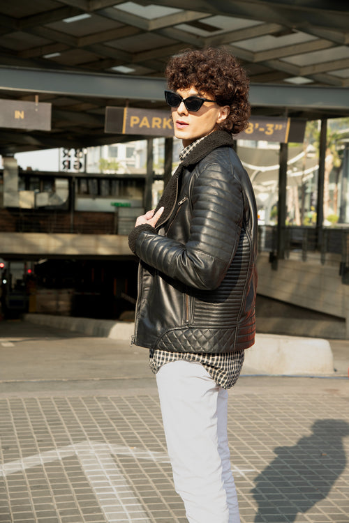 Aviator Black Leather Jacket