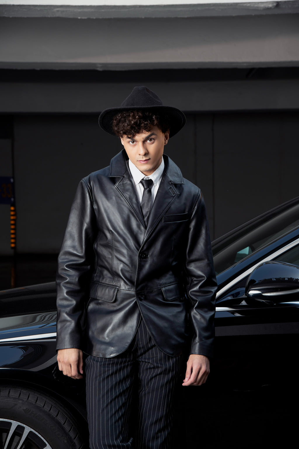 Manhattan Black Leather Coat